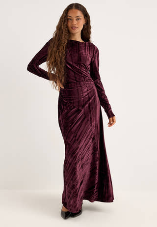 Velvet Maxi Dress Red
