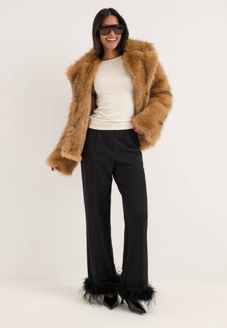 Feather-Hem Trousers Black