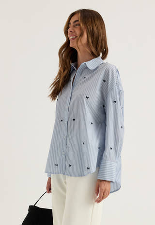 Onloregon Zeidi Ls Bow Shirt Blue