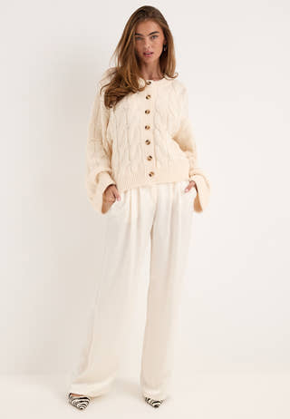 Cable Knitted Cardigan White