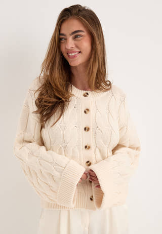 Cable Knitted Cardigan White