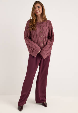 Cable Knitted Cardigan Pink