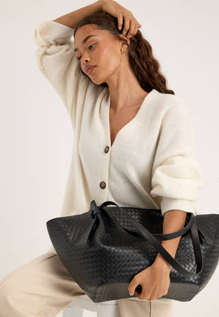 Braided Tote Bag Black