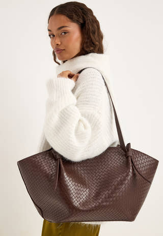 Braided Tote Bag Brown