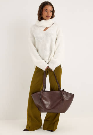 Braided Tote Bag Brown