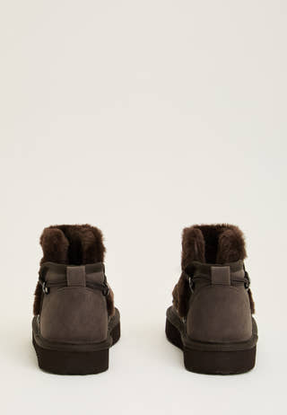 Lacing Faux Fur Boot Brown