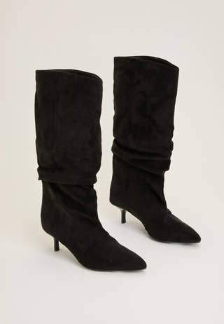 Slouchy Faux Suede Boot Black
