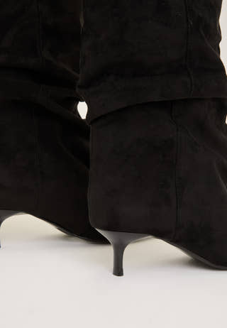 Slouchy Faux Suede Boot Black