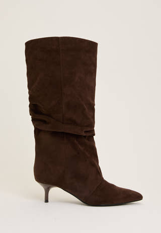 Slouchy Faux Suede Boot Brown