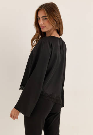 Vionara Lace L/S BLOUSE BLOUSE Black