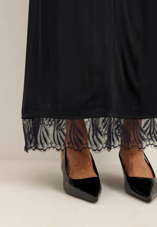 Awclaire Sl V-neck Ankle Lace Dress Blue