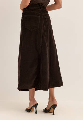 Vmgina Hr Calf Cord Skirt Brown