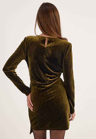 Velvet Short Dress Green