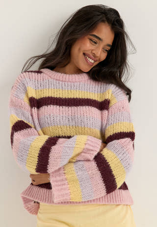 Pcdorthea Ls Chunky Knit Striped