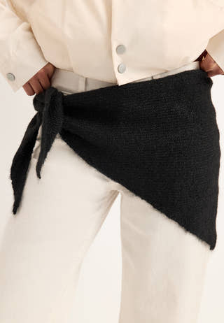 Knitted Big Triangle Shawl Black