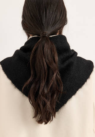 Knitted Big Triangle Shawl Black