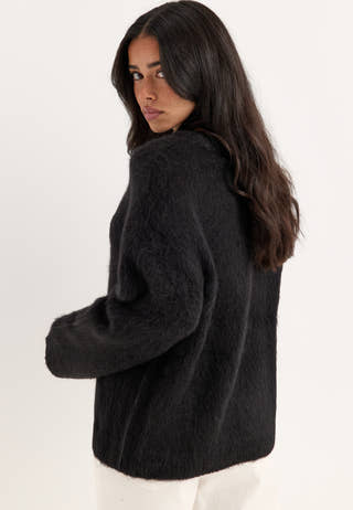 Objharry L/S LO KNIT PULLOVER Black