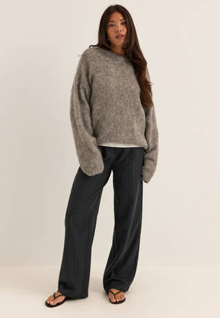 Objharry L/S LO KNIT PULLOVER Grey