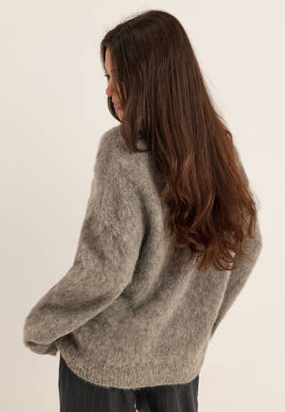 Objharry L/S LO KNIT PULLOVER Grey