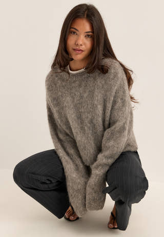 Objharry L/S LO KNIT PULLOVER Grey