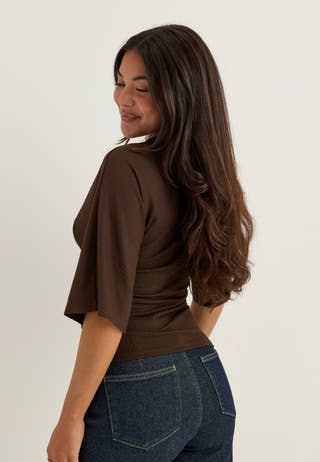 Funnel Neck Top Brown