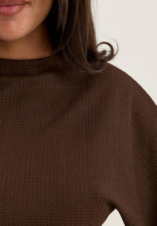 Funnel Neck Top Brown