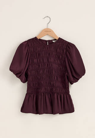 Smock Satin Blouse Purple