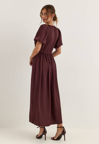 Smock Satin Maxi Dress Purple