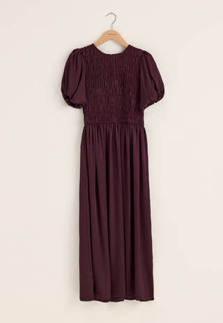Smock Satin Maxi Dress Purple