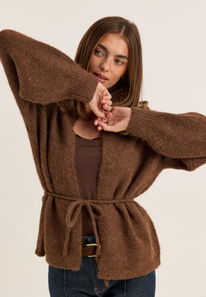 Vmberry Ls O-neck Tie Cardigan Brown