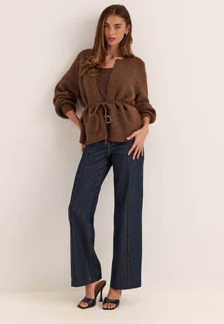 Vmberry Ls O-neck Tie Cardigan Brown