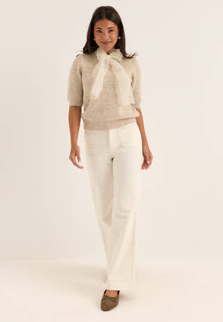 Viitza O-neck 2/4 BOW KNIT TOP Beige