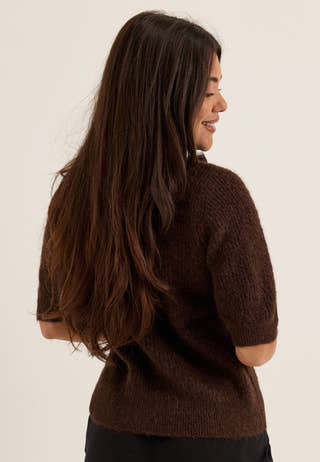 Viitza O-neck 2/4 BOW KNIT TOP Brown