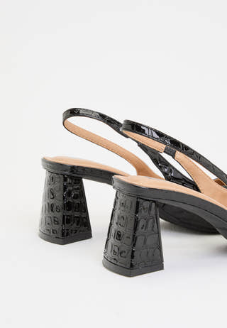 Biamaralyn Slingback Croco Patent Black