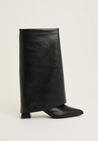 Biamaralyn Fold Over Boot Faux Leather Black