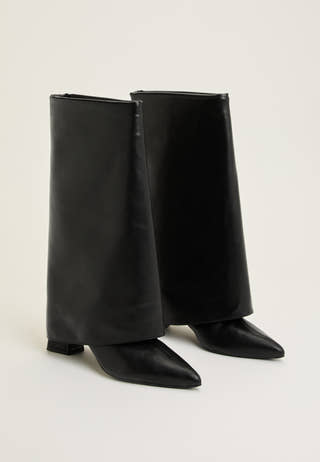 Biamaralyn Fold Over Boot Faux Leather Black