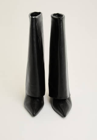 Biamaralyn Fold Over Boot Faux Leather Black