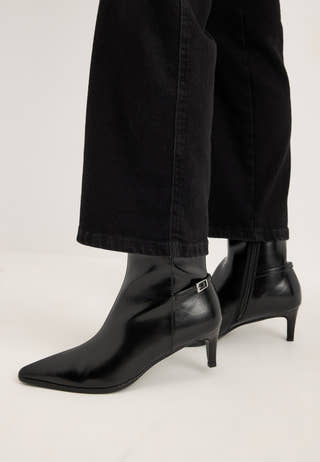 Biaabbie Buckle Zip Boot Faux Leather Black