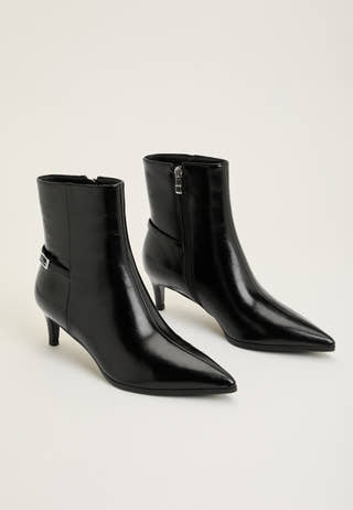 Biaabbie Buckle Zip Boot Faux Leather Black