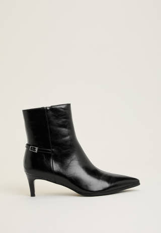 Biaabbie Buckle Zip Boot Faux Leather Black
