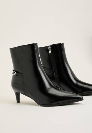 Biaabbie Buckle Zip Boot Faux Leather Black