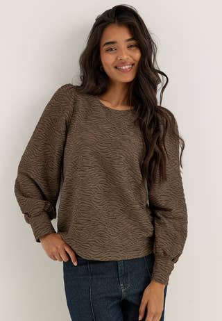 Vifina L/S O-NECK TOP Brown