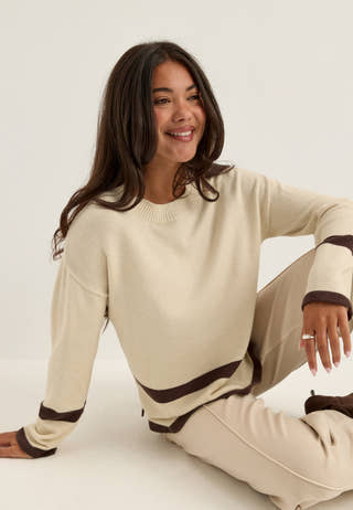 Viril O-neck Oversize L/S KNIT TOP Beige