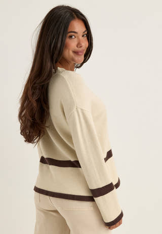 Viril O-neck Oversize L/S KNIT TOP Beige