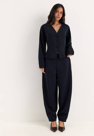 Visiffi V-neck L/S SWEAT CARDIGAN Blue