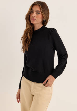 Viril Turtle-nk Balloon L/S TOP Black