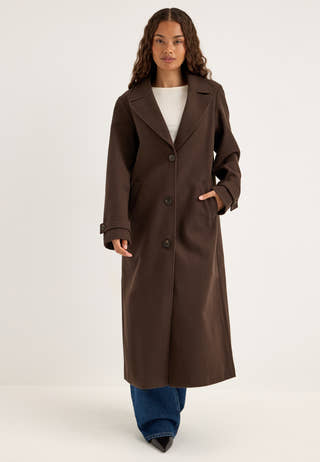 Vifemke L/S BUTTON LONG COAT Brown