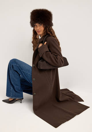Vifemke L/S BUTTON LONG COAT Brown