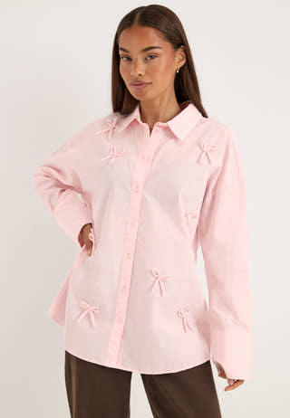 Viisolda Oversize Shirt Bow Pink