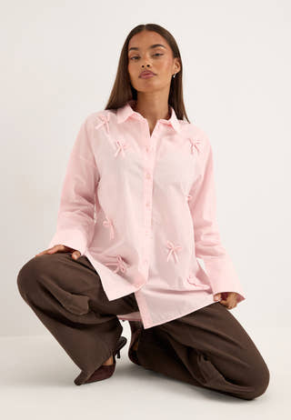 Viisolda Oversize Shirt Bow Pink